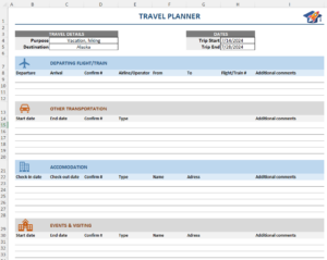 Travel planner template cover image